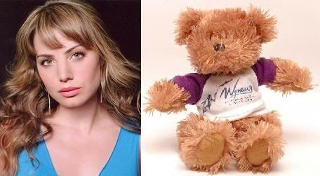 Erica Durance and her signed bear Erica Durance and her signed bear
