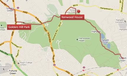 The map for the Hampstead Heath walk