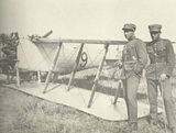 One of the first Gloster Mars delivered. It overturned during landing, Drama airfield. Photos shows Evripidis Skazikis (left) and Xenophon Oikonomou (right)