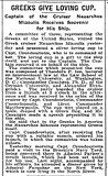 New York Times on the arrival of Miaoulis II at New York (2 Oct. 1900)