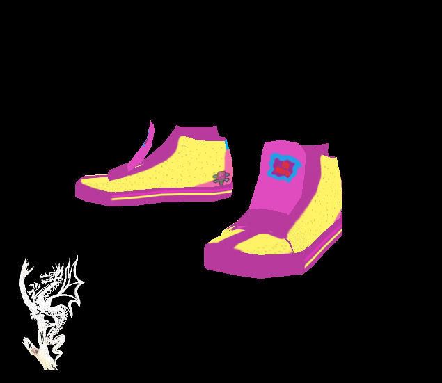 pink yellow sneakers