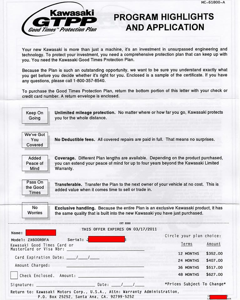 New bike Extended warranty, yes or no? KawiForums Kawasaki