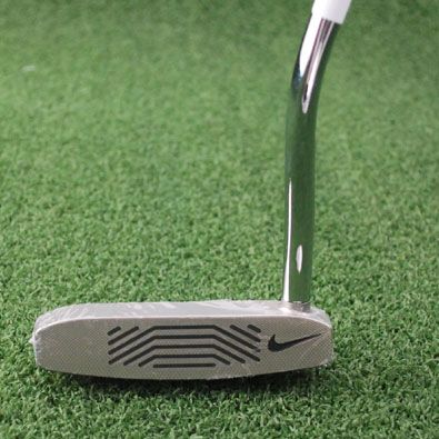 right that illustrates the natural toe weighting of this putter