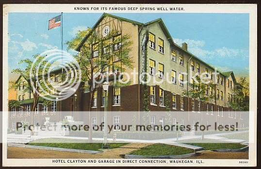 WAUKEGAN, IL VINTAGE POSTCARD Hotel Clayton  