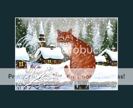 Christmas Cat ACEO Day Watch Print by I Garmashova  