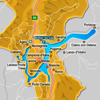 Carte du lac de Lugano